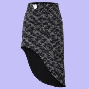 DKNYC Early 2000s Asymmetrical Acid Wash Black and Gray Skirt